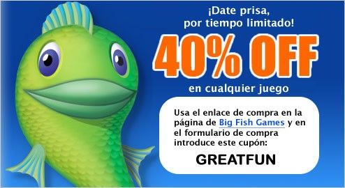 Big Fish Games en español, 40% de descuento